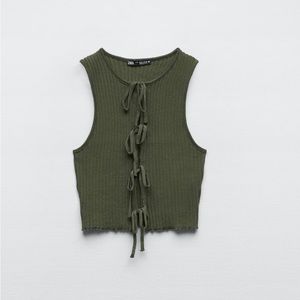 Zara Rib Olive Green two piece set